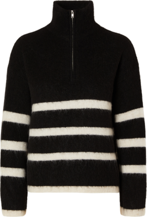 Maline Ls Knit Half Zip - Black Birch XS