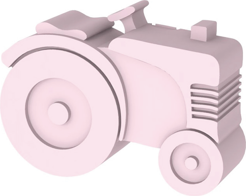 Matboks m/to rom Traktor, Rosa, 1 stk.