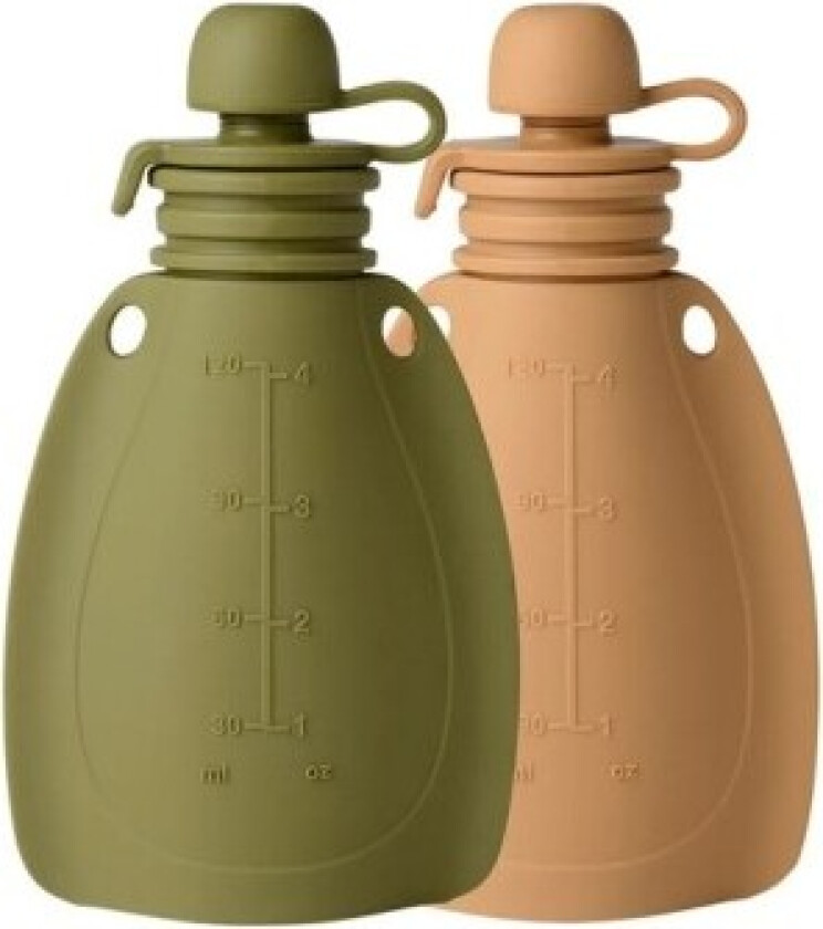, Smoothiepose Med Skje 2-pk, 120 Ml, Moss Green/roe Deer