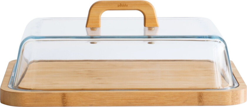 Bilde av Osteklokke 34 x 25 x 9,5 cm, glass/bambus