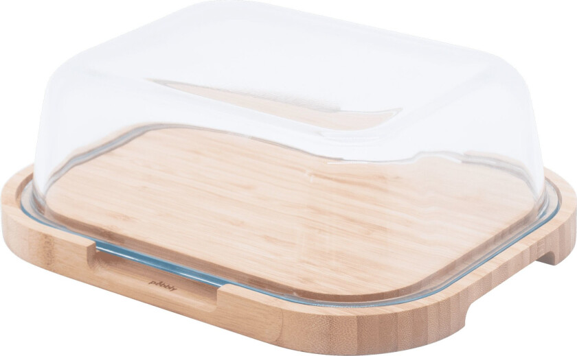 Bilde av Osteklokke 27 x 21,5 x 9,5cm, glass/bambus