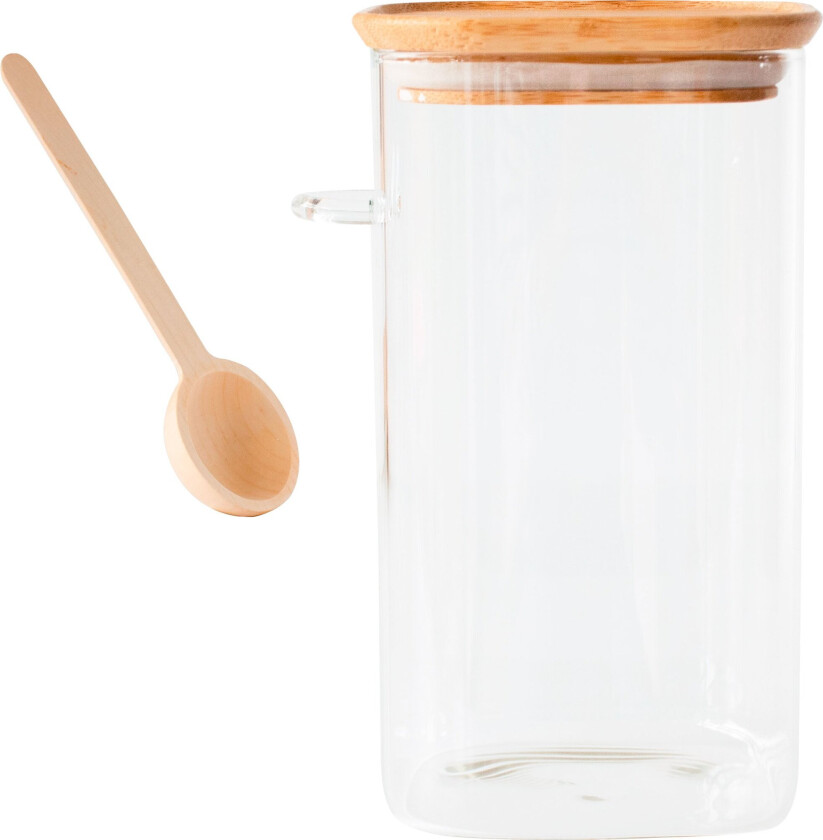 Bilde av Glasskrukke med bambuslokk og måleskje 1400 ml
