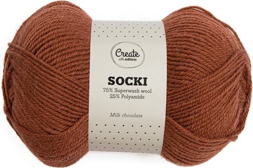 Socki Ensfarget Ullmiks Garn 100 g Milk Chocolate A051 Adlibris