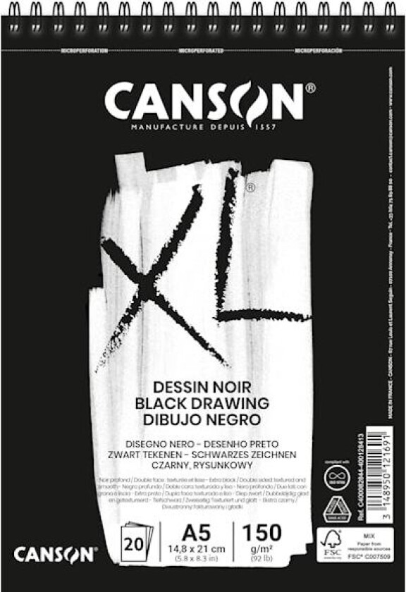 Tegneblokk XL Dessin Noir 20 ark 150 g A5