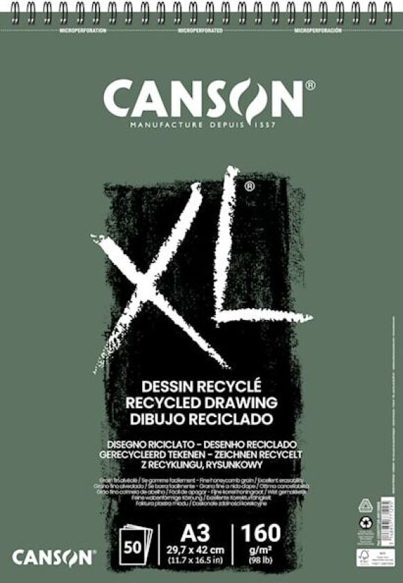 Tegneblokk XL Recyclé 50 ark 160 g A3