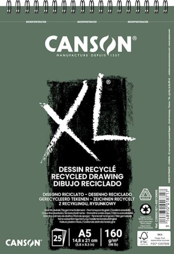 Tegneblokk XL Recyclé 25 ark 160 g A5