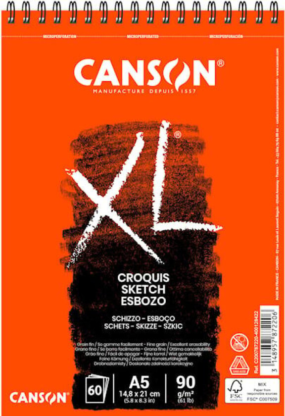 Skisseblokk XL Croquis 60 ark 90 g A5