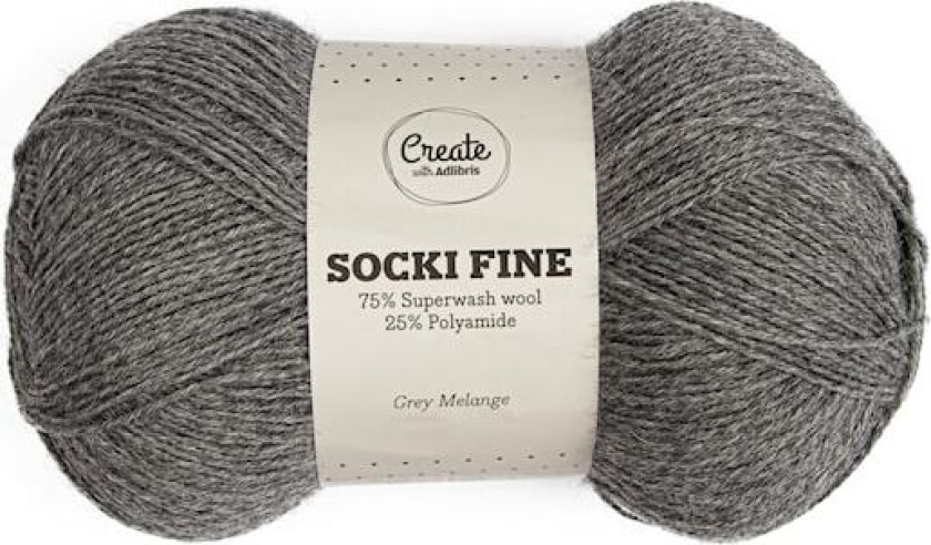 Socki Fine 100 g Grey Melange A047 Adlibris