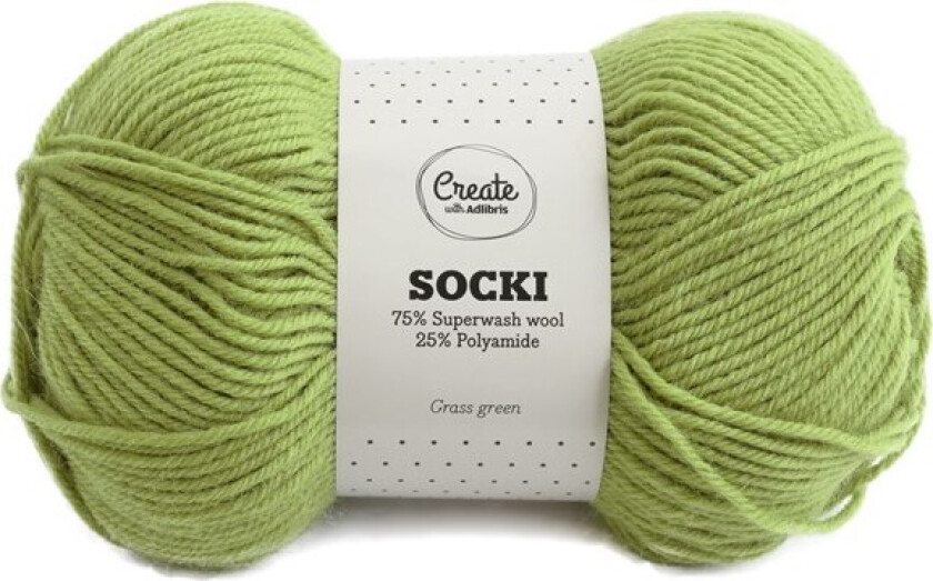 Socki Garn Ensfarget Ullmix 100 g Grass Green A093 Adlibris