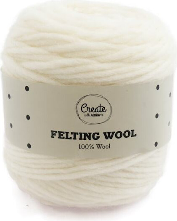 Felting Wool 100 g White A116 Adlibris