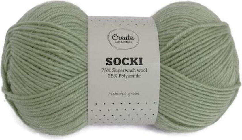 Socki Garn Ensfarget Ullmix 100 g Pistachio Green A010 Adlibris