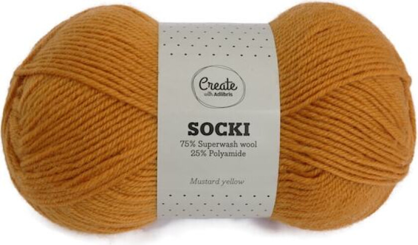 Socki Garn Ensfarget Ullmix 100 g Mustard Yellow A018 Adlibris