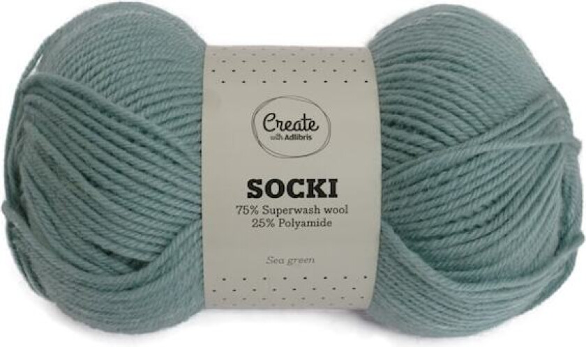 Socki Garn Ensfarget Ullmix 100 g Sea Green A031 Adlibris