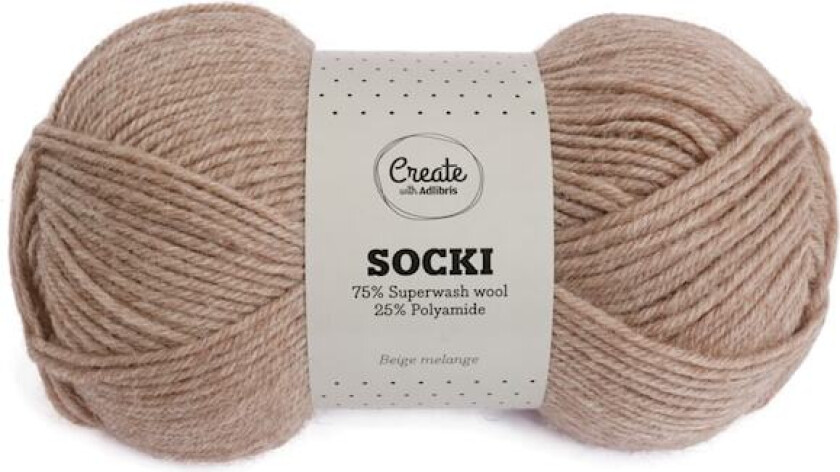 Socki Garn Ensfarget Ullmix 100 g Beige Melange A052 Adlibris