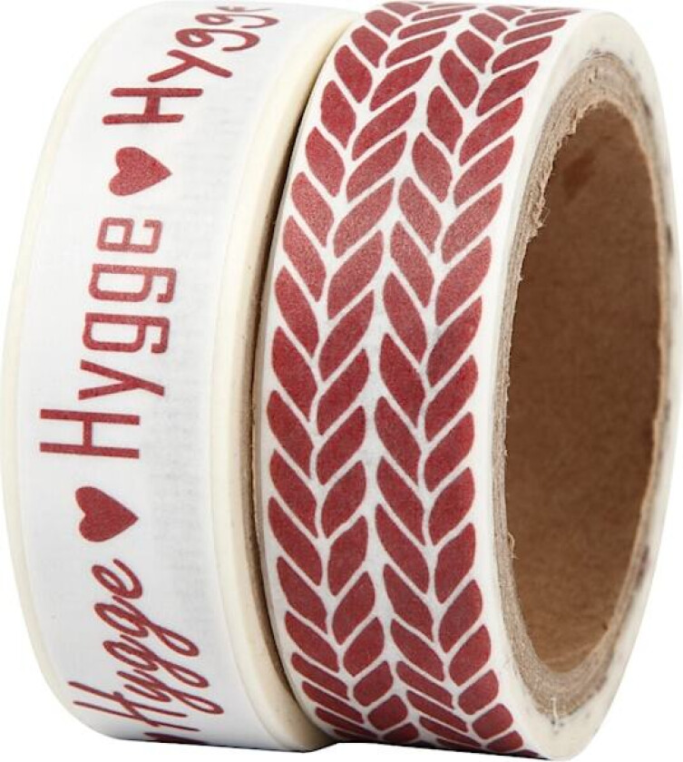 Maskeringstape, hygge og strikking, B: 15 mm, 2x5m/ 1 pk.