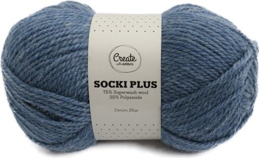 Socki Plus Ensfarget Garn 100 g Denim Blue A029 Adlibris