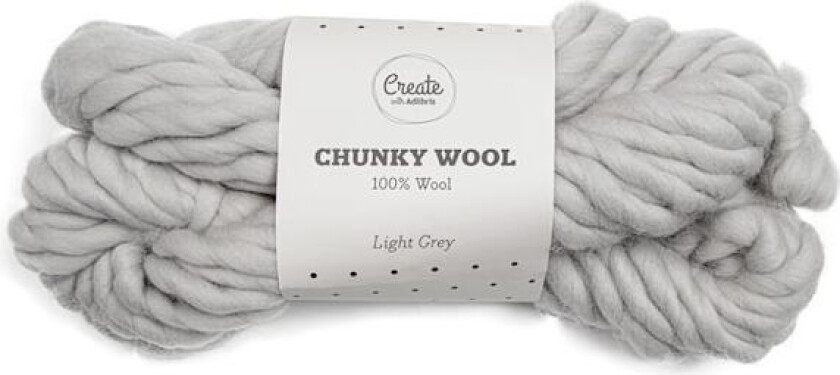 Chunky Wool Garn 200 g Light Grey A135 Adlibris