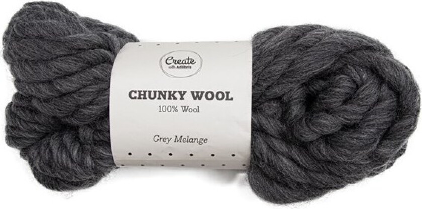 Chunky Wool Garn 200 g Grey Melange A047 Adlibris