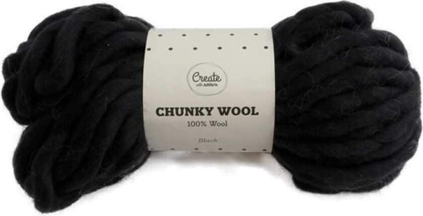 Chunky Wool Garn 200 g Black A004 Adlibris