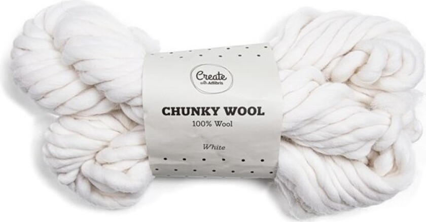 Chunky Wool Garn 200 g White A027 Adlibris