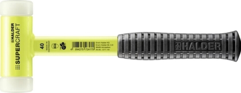 Halder Supercraft 3377.140 Gummihammer Ergonomisk Greb, Hård 805 G 305 Mm 1 Stk