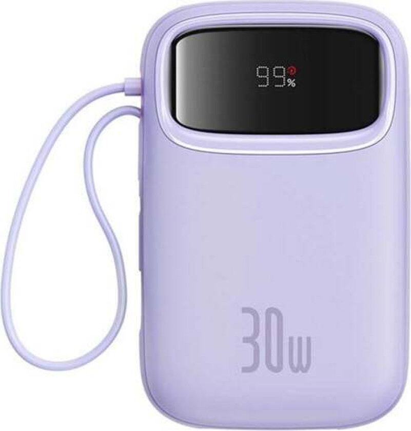 QPow 2 10000mAh 30W 2xUSB-C powerbank (purple) Nødlader - Lilla - 10000 mAh