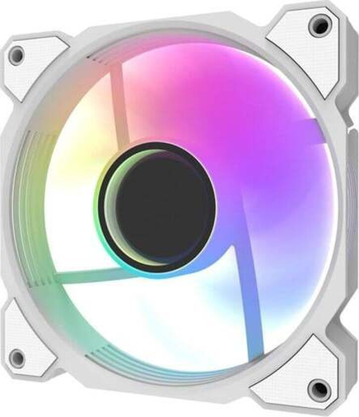 DR08 Cooling Fan (White) - Kabinettvifte - 120mm - Hvit med RGB-lys - 30 dBA
