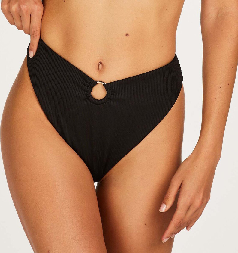Eleyna rib cheeky bikini truse, svart, Størrelse: S, Kvinner