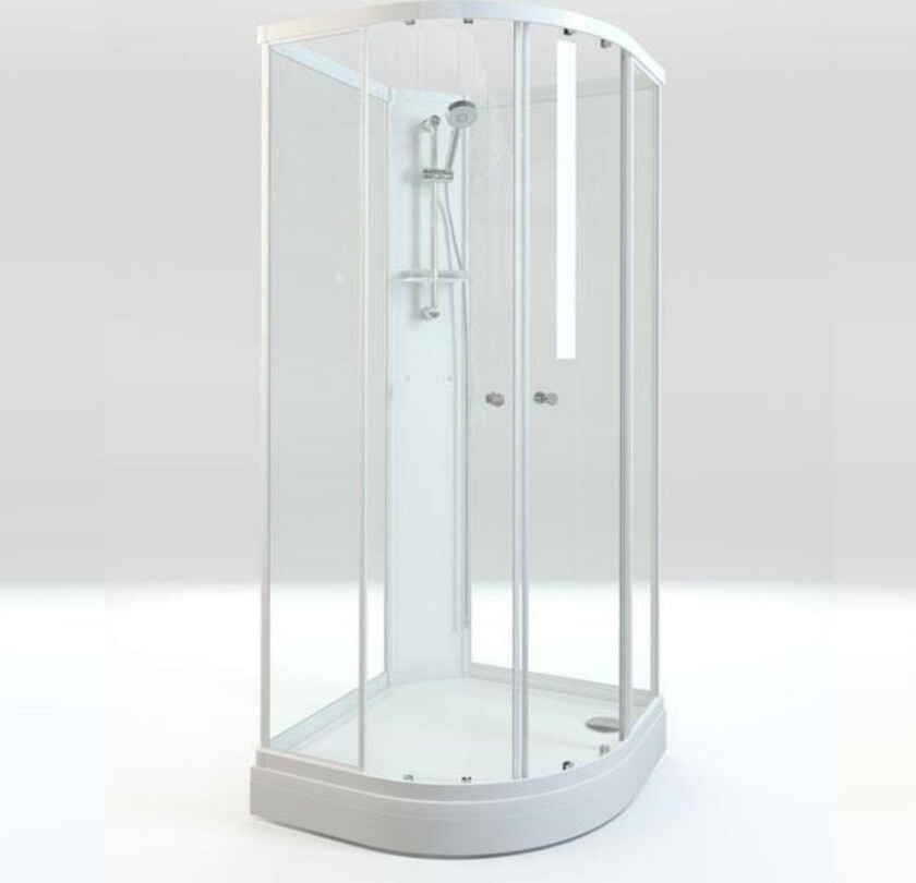 Vikingbad Roma Lav Dusjkabinett Buet - Klart Glass, H190cm Standard / 80x80cm Glass