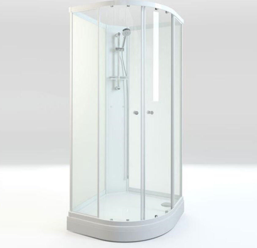 Vikingbad Roma Lav Dusjkabinett Buet - Hvit Glass, H190cm Standard / 90x90cm Glass