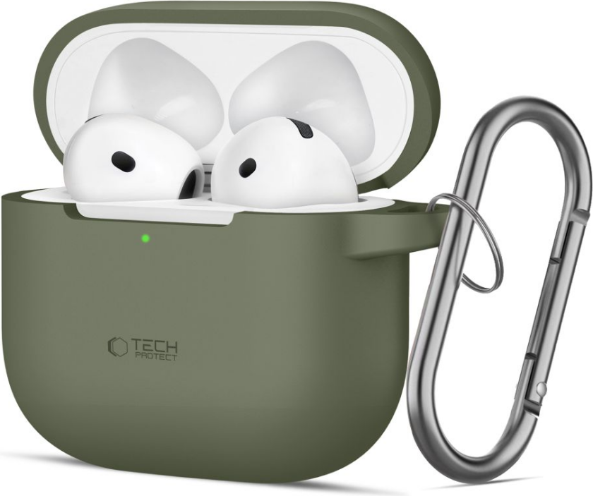 Apple AirPods 4 Silikon Deksel med Karabinkrok - Grønn