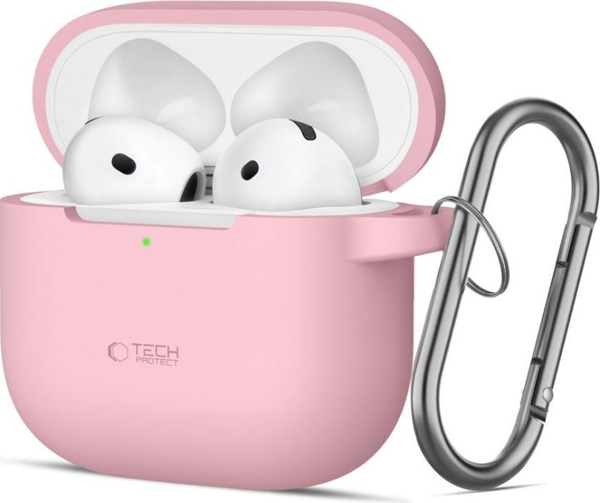 Apple AirPods 4 Silikon Deksel med Karabinkrok - Rosa