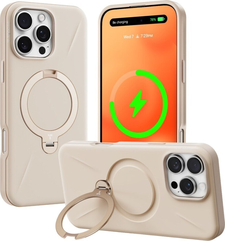 TORRAS iPhone 16 Pro Max Fleksibelt Plast Deksel m. Ring Kickstand - Gull