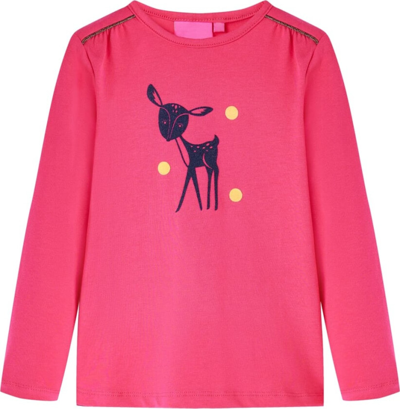 T-skjorte for barn med lange ermer knallrosa 140