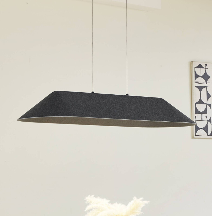 Lucande LED-pendellampe Naelle, svart/grå, filt