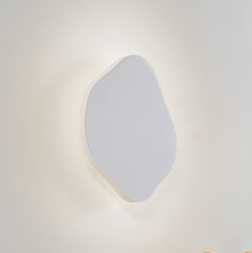 Lindby LED-vegglampe Nielson, hvit, gips, 30 x 30 cm