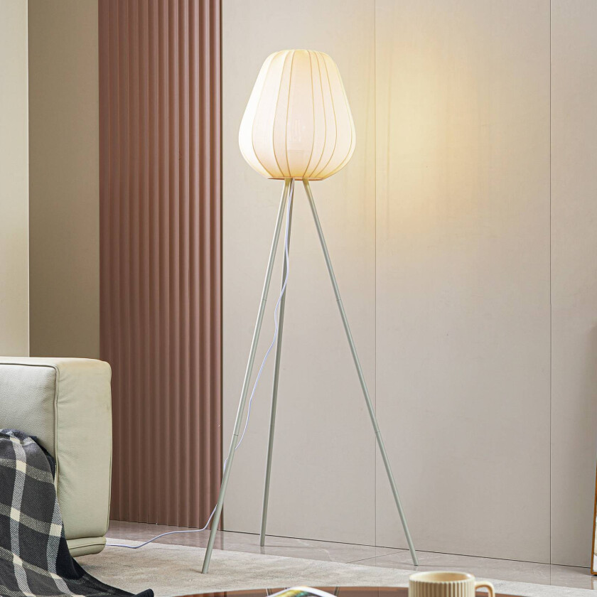 Lindby gulvlampe Helen, beige, tekstil, stativ, 144 cm