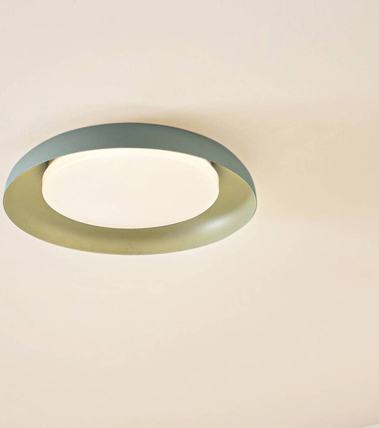 Lindby taklampe Florie, lysegrønn, PC, Ø 40 cm