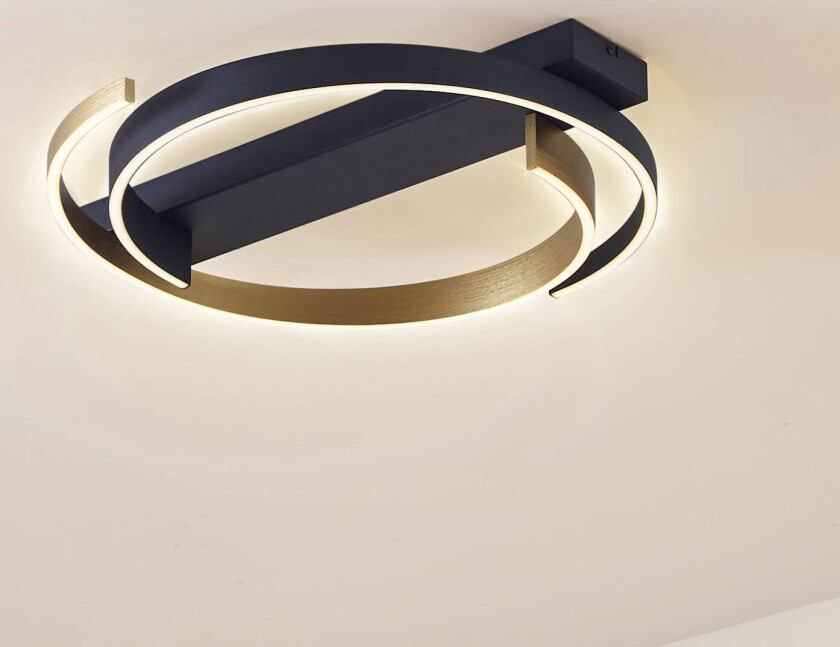 Lucande taklampe Natsuma, svart/gull, metall, Ø 50 cm