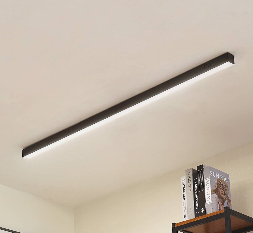 Lucande LED-taklampe Teniona, 132 cm, svart, aluminium