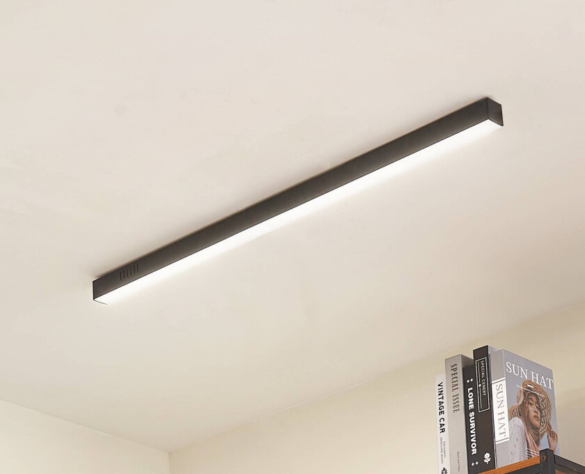 Lucande LED-taklampe Teniona, 101 cm, svart, aluminium