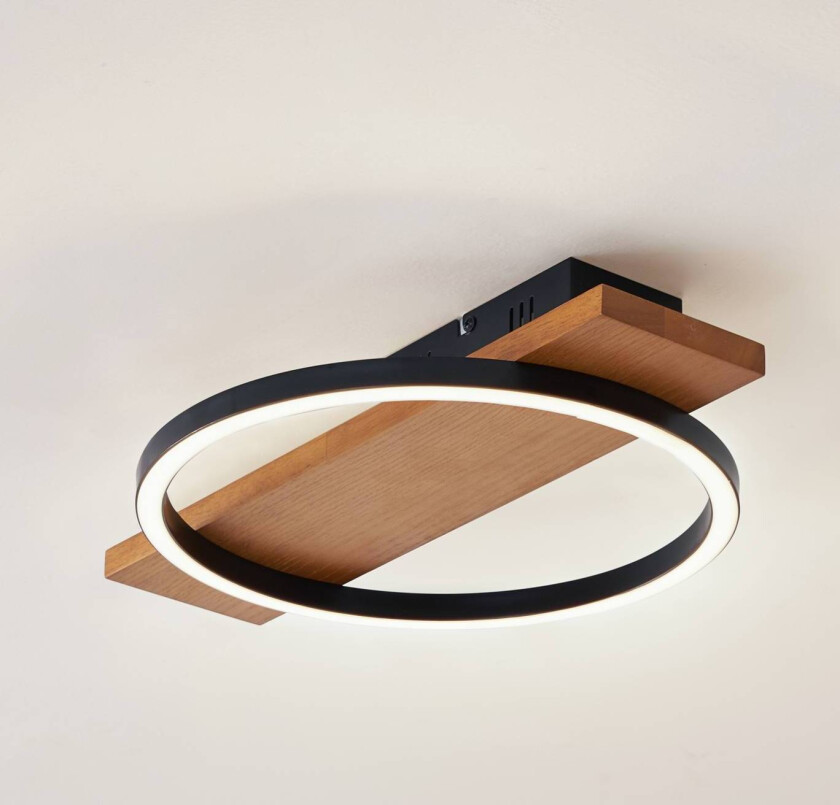 Lindby LED-taklampe Bolgar, hvit/svart, tre, 1 lyskilde.