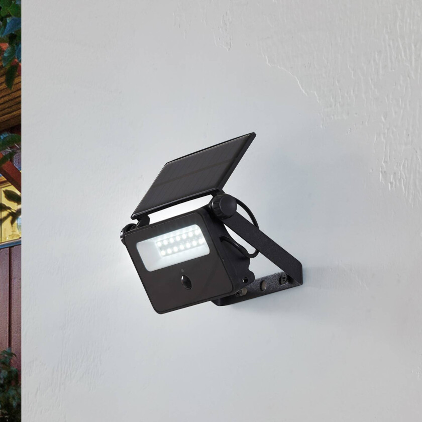 Lindby LED-vegglampe Rikard, svart, rustfritt stål