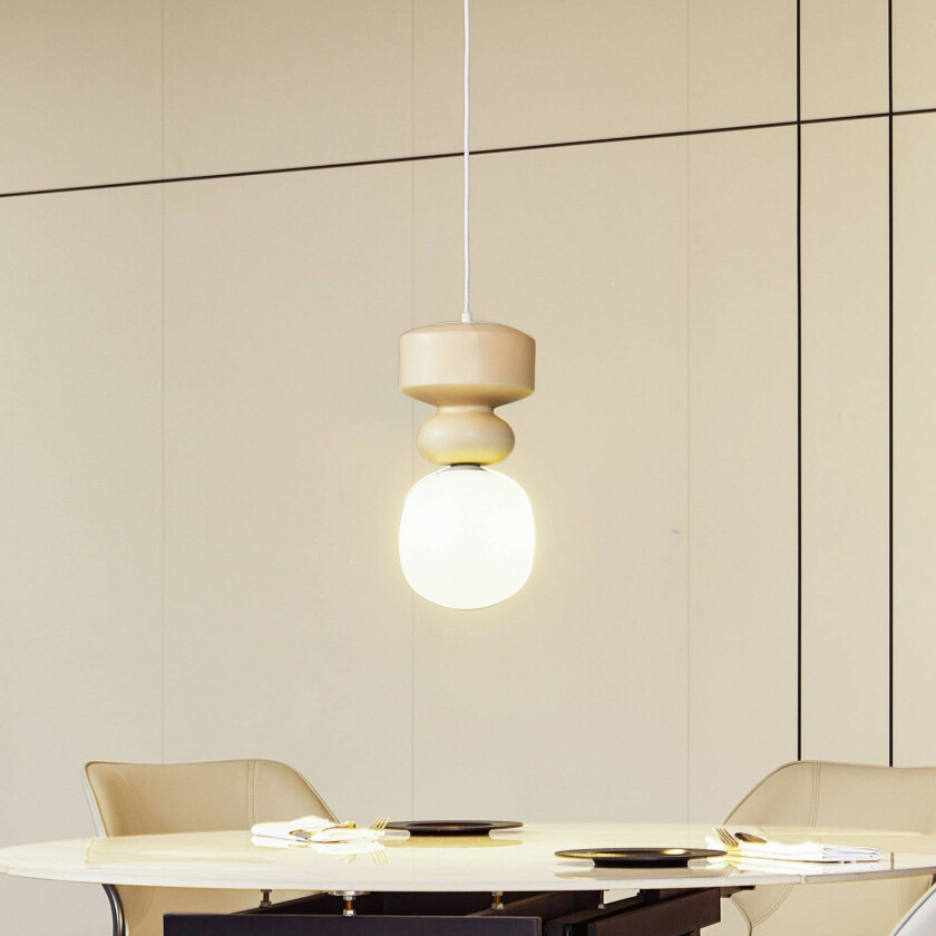 Lucande hengelampe Fidelo, hvit/gul, glass, keramikk, 18 cm