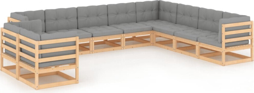 Hagesofagruppe med puter 10 deler heltre furu