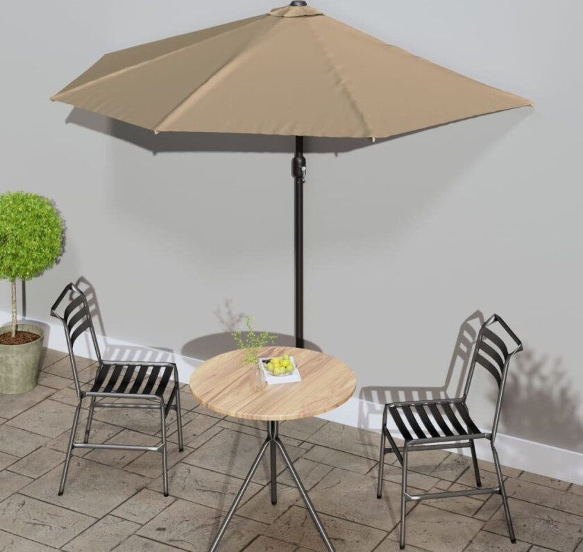 Balkongparasoll med aluminiumsstang gråbrun 270x144 cm halv