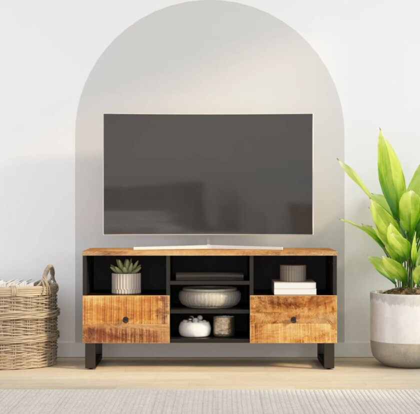 TV-benk 100x33x46 cm heltre mango og konstruert tre