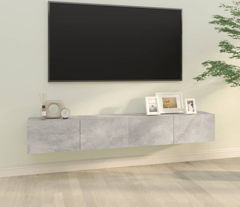 Vegghengte TV-benker 2 stk betonggrå 100x30x30cm konstruert tre