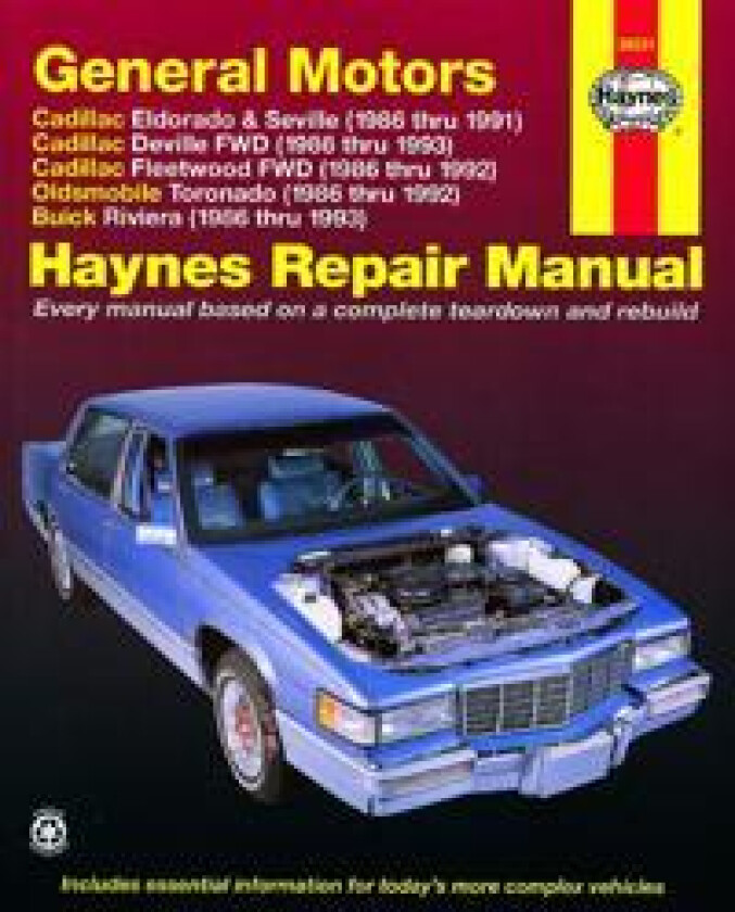 General Motors covering Cadillac Eldorado & Seville (86-91), Cadillac Deville FWD (86-93), Cadillac Fleetwood FWD (86-92), Oldsmobile Toronado