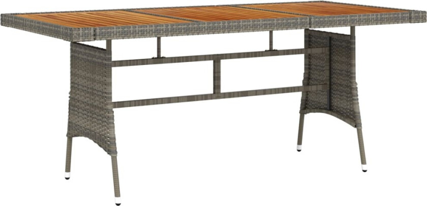 Hagebord grå 160x70x72 cm polyrotting og heltre akasie